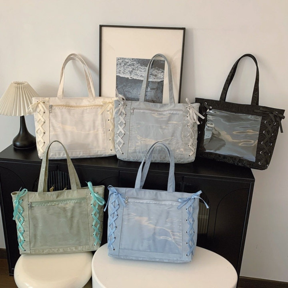 Tote Bag Beach - Bağcıklı Basit Itabag Rozet Göstergeli PU